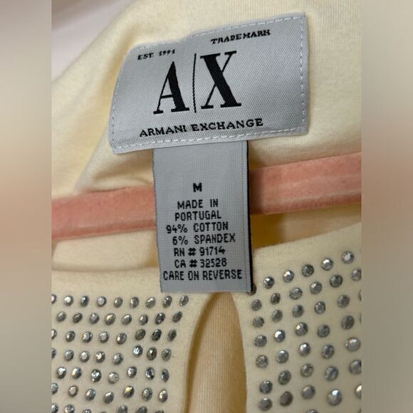 Armani Exchange vintage cream/rhinestone keyhole bra tank top Size medium - Picture 5 of 7